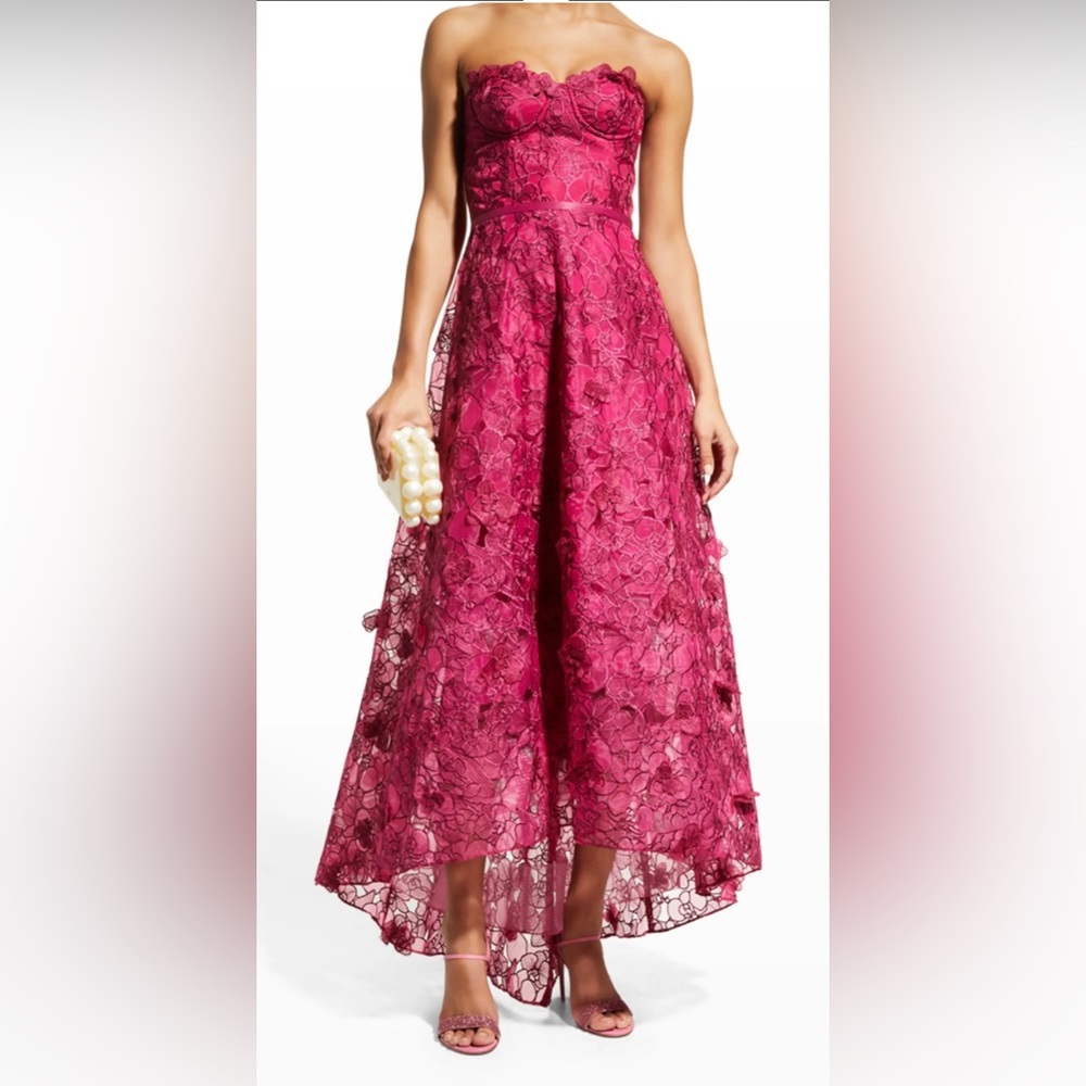 Elegant High Low Embroidered Organza Gown. A Must Have.
